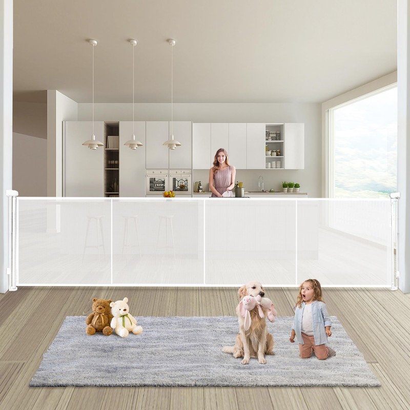 180" Extra Wide Retractable Baby Gates for Large Openings, 42"