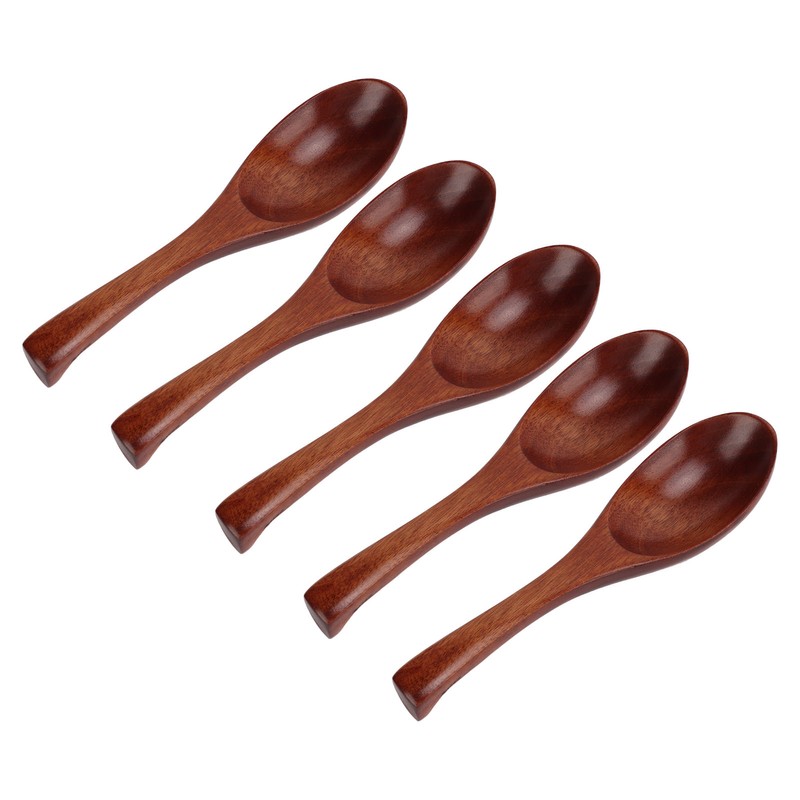 5Pcs Wooden Spoons Natural Safe Comfortable Light Weight Delicate Sturdy