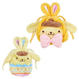 Sanrio 150771 Pompompurin Drawstring Set of 2 Easter Rabbit Pudding, 9.8 x 10.0 x 1.2 inches (25 x 25.5 x 3 cm), Character