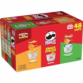 Pringles Potato Chips; Original; Cheddar Cheese; Sour Cream And Onion, 0.74 Oz Canister, 48/carton