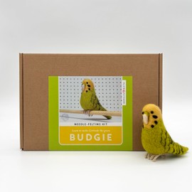 Bergin & Bath Needle Felting kit Budgie. Make a Green Budgerigar from Wool. Beginners DIY Felted Bird Project. A Perfect Creative Gift for Bird Lovers!