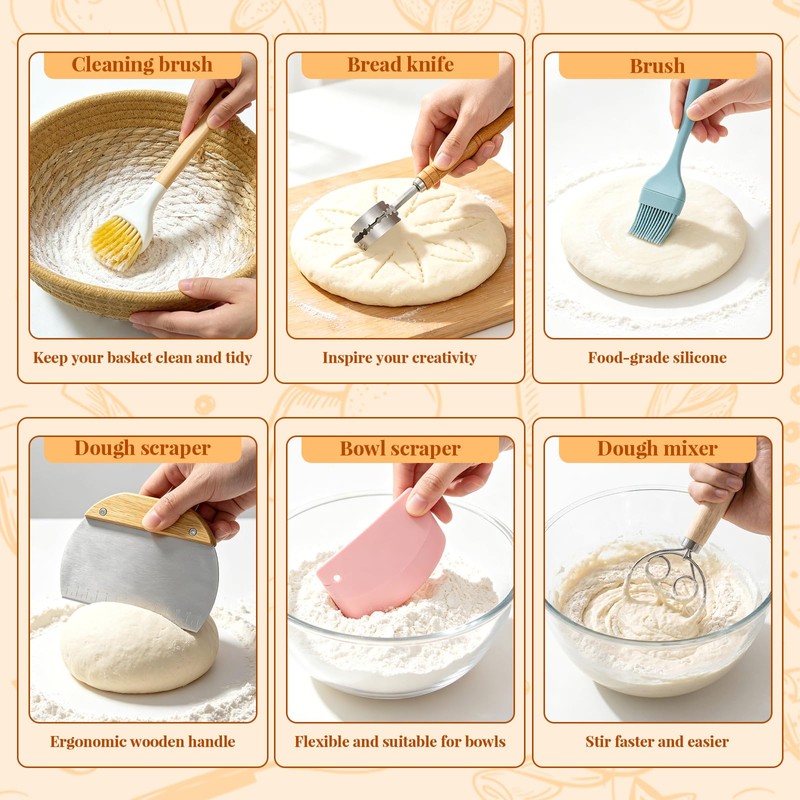 Sourdough Bread Baking Kit, Supplies with Round & Bread Proofing