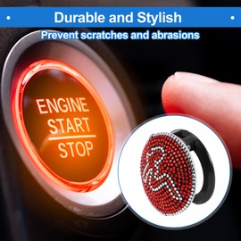 VekAuto Car Push Start Button Cover, Bling Engine Button Cover Universal for Car Stylish ABS 4cm Red