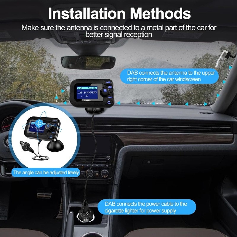 DeeprBlu Car DAB/DAB+ Radio Adapter & Bluetooth FM Transmitter, Auto