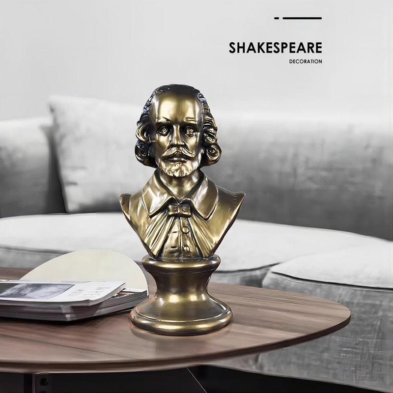 ZKSYLSM Shakespeare Bust Bronze Statue - 12 inches Resin Sculpture