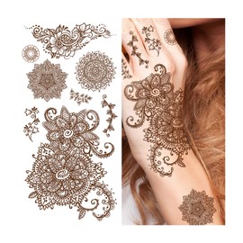 Supperb Temporary Tattoos - Inspired Mehndi Design hand Temporary Tattoos (Set of 2)