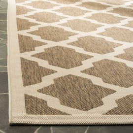 SAFAVIEH Courtyard Collection Area Rug - 6'7" x 9'6", Brown & Bone, Trellis Design, Non-Shedding & Easy Care, Indoor/Outdoor & Washable-Ideal for Patio, Backyard, Mudroom (CY6903-242)