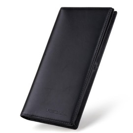 VISOUL Men's Bifold Long Wallet, IC Card Storage, No Coin Purse, Large Capacity, Ultra-thin, Italian Leather, Luxury Cowhide Leather, Bi-Fold Wallet, Genuine Leather, Made by Leading Leather Artisans,