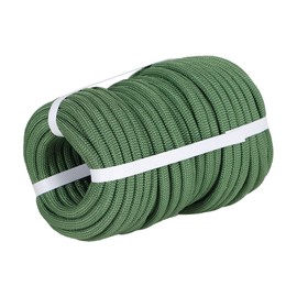 Premium Polyester Braid Rope, 3/8IN 100FT, 3520 lb High Strength Arborist Bull Rope, Multi Purpose Strong Pulling Rope, for Gardening, Camping and Swing (Military Green)