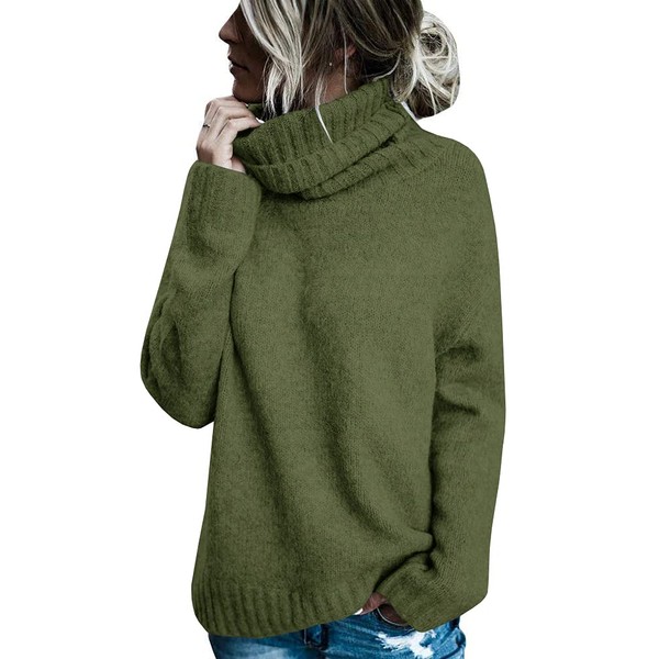 FISACE Womens Oversized Turtleneck Pullover Sweater Cable Knit Long Sleeve