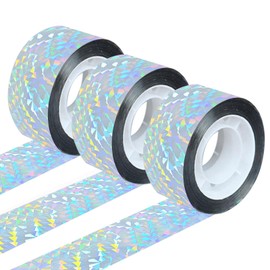 ASTIMESA Double Sided Reflective Bird Scare Tape, Holographic Sparkly Bird Tape, Flash Reflective Ribbon for Birds Woodpeckers Pigeons Keep Away from House Garden Patio (3 Rolls 787.4 Ft)