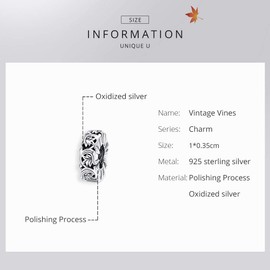 Genuine 925 Sterling Silver Vintage Vines Charm for Original Luxury Bracelet make Brand Female silver Jewellery