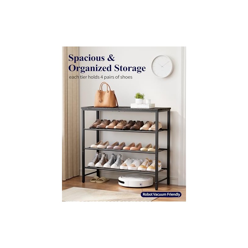 Kitsure Shoe Rack for Closet, Shoe Organizer with Leveling Feet,