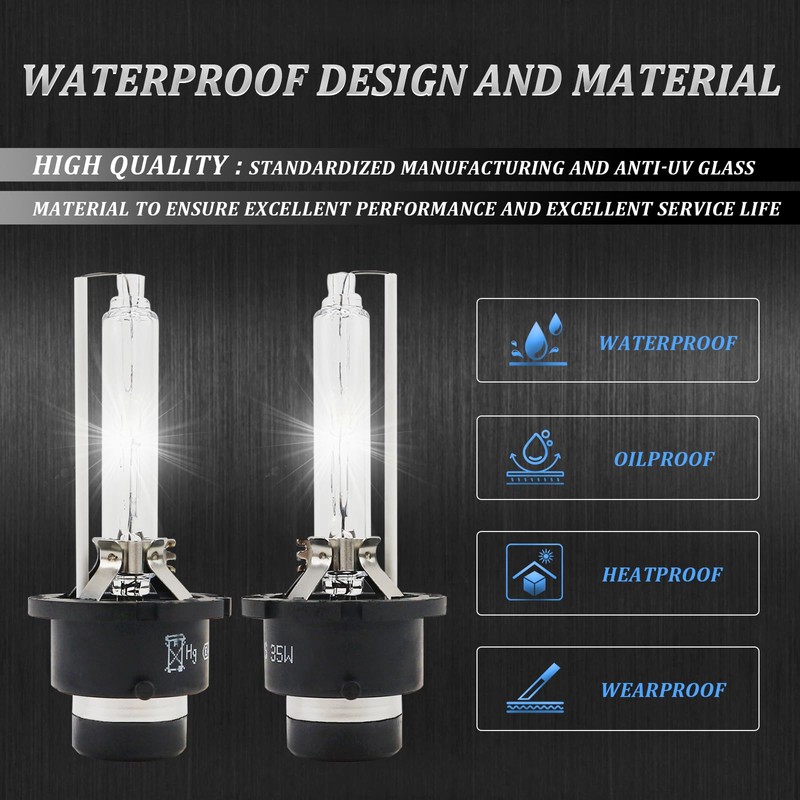 D2S Xenon HID Headlight Bulbs 6000K Cool White 35W Compatible