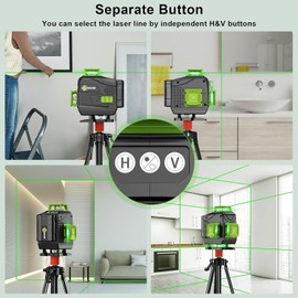 CHISHIB 16 Lines Green Laser Level Kit -4x360° 4D Self-Leveling Cross Line Laser