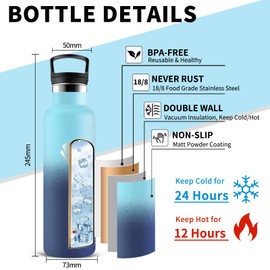 Stainless Steel Water Bottle, Thermos Flask, 500 ml, BPA-Free, Water Bottle with Straw, Insulated Flask, Double-Walled, Children's Water Bottle, Leak-Proof, for School, Office, Camping, Travel