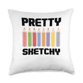 Pretty Sketchy | Pencils Funny Art Lover Colored Artists Throw Pillow