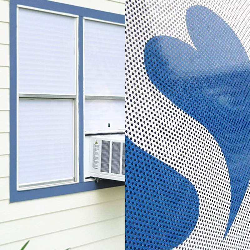 Moyishi One-Way Perforated Black Vinyl Privacy Window Film Electrostatic Adhesive