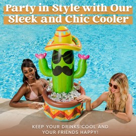 JOYIN 43" Inflatable Cactus Cooler with Sombrero Hat for Fiesta, Cinco de Mayo Party Supplies, Inflatable Party Cooler, Pool Party Decoration