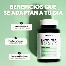 Rhodiola Rosea 90 Cápsulas, Adaptógeno para 1.5 Meses Nootropico Homodeus