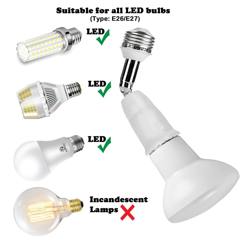 CLWHJ-360° Adjustable Splitter Socket Adapter. E26/E27 Light Socket Extender, Adjustable