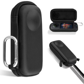 Khanka For Insta360 X5 X4 Action Cam Hard Case Carry Case, Compact Travel Storage Bag Compatible with Insta 360 X5/X4 360° Action Cam with Quick Access Base & Carabiner (Black)