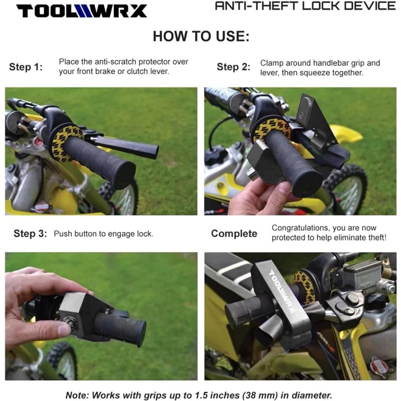 ToolWRX Motorcycle Lock Heavy Duty Anti Theft for Scooter &