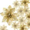 Boao 24 Pieces Glitter Poinsettia Christmas Tree Ornament Christmas Flowers