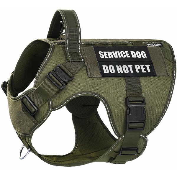 DNALLRINO Tactical Dog Harness with Handle, 2X Lightweight Metal Buckle
