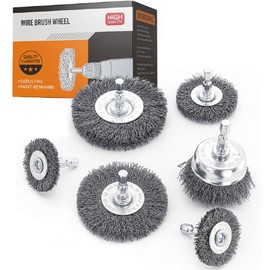 Corrugated Steel Wire, Wire Brush Drill, Wire Brush Cordless Screwdriver, 6 Pieces Metal Brushes for Cordless Screwdriver, Hexagonal Bar, Wire Brushes, Electric Grinding Attachment for Rust Removal,