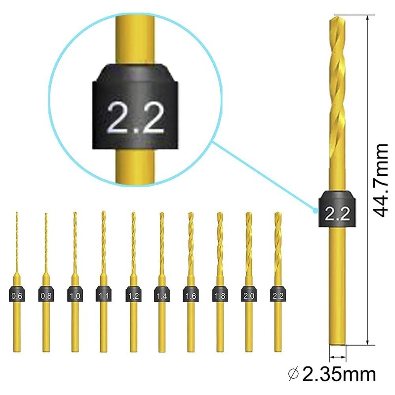 AM ARROWMAX Twist Mini Micro Drill Bits Set, 0.6mm-2.2mm, Size