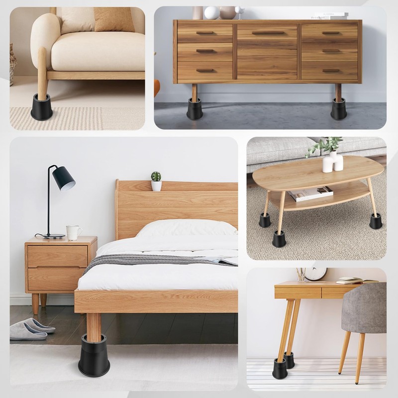 MixDora Bed Risers 4, 6 Inch Stackable Furniture Risers Heavy