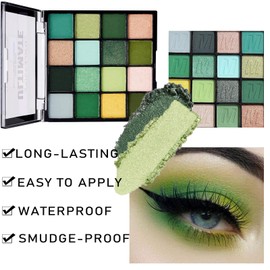 Green Eyeshadow Palette, 16 Colour Glitter Matte Eye Shadow Pallets For Women, Highly Pigmented Green Forest Eyeshadow Make Up Palettes Long Lasting Waterproof Dark,Yellow,Green,Cyan Eye Pallet