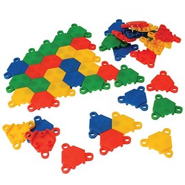 Constructive Playthings 160 pc. Flexi Hexis in Four Bright Colors That Hook Together 1 1/2" T. Flexible Material for Ages 3 Years and Up