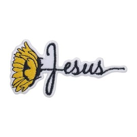 pipomama Jesus Iron On Patch Flower for Clothing Embroidered Applique Patch Badge Sew On Emblem DIY Craft Iron on Patches