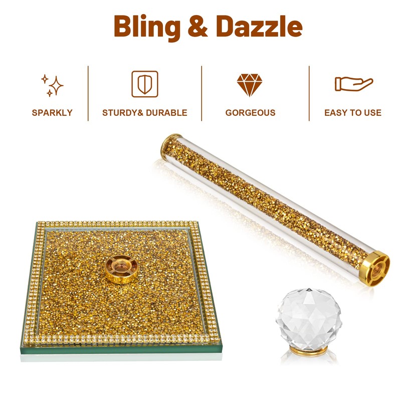 Qiuhome Gold Paper Towel Holder Stand Crystal Paper Towel Holder