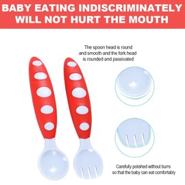 Quesuc Baby Utensils Spoon with Travel Case, Spoon Fork Set for Toddlers, Babies, Children, Handle, Heat Resistant, Flexible, Soft, Perfect Self-Learning Spoon (1 Spoon, 1 Fork)