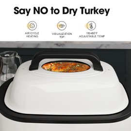 Roaster Oven 22Qt, Multifunctional Electric Roaster Oven for Turkey Meats Bread Soup Sauce, Fast-Cooking Turkey Roaster with Self-Basting Lid, Removable Pan and Rack, Stainless Steel