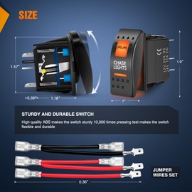 Nilight Nilight UTV Chase Lights Rocker Switch On Off 5 PIN SPST LED Light Bar Switches with Orange Backlit 12V 24V Toggle Switches with Jumper Wires Set for ATVs UTVs Cars Trucks RVs