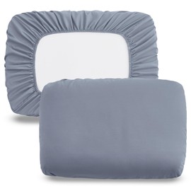 Horbaunal 2 Pack Microfiber Pillow Cases Silver Grey Travel Elastic Band Bed Pillowcases, 1800 Thread Count Soft Pillow Covers for Standard & Queen Size Pillows, 20 x 26 Inches