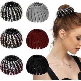 DI QIU REN Diqiuren, 6 Pinzas para El Pelo Expandibles con Forma de Nido de Pájaro para Mujeres Y Niñas, 3 Pinzas Mágicas con Forma de Nido de Pájaro Y Diamantes de Imitación para Sujetar El Pelo de C