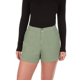 The American Outdoorsman Womens Curved Hem 5" Pull-On Trail Casual Shorts with Elastic Waist and Quick-Dry Fabric (Sage Green, Small)