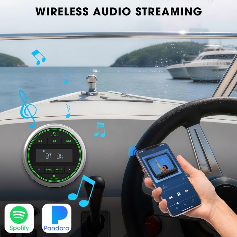 Marine Bluetooth Stereo Radio Receiver: Marine Digital Multimedia Player