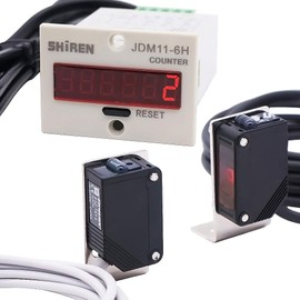 Twidec/6 Digits 0-999999 Customer Traffic Counter 100V-240VAC LED Auto Display Digital People Counter + 0-8M NPN 1 Pair Photoelectric Switch Sensor T61+ 2Pcs Holder