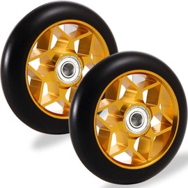 Stunt Scooter Wheels 110 mm, Scooter Tyres Replacement Wheels with ABEC-9 Professional Bearings, for Pro Scooter Wheel 110, Kick Scooter Wheels Set, for RazorApollo Cox Fuzion Freestyle Scooter (Gold)