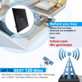 DDONG TV Antenna, Upgraded Newest HDTV Indoor Digital Amplified TV Antennas 120 Miles
