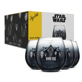 JoyJolt JoyJolt Star Wars Dark Side Stemless Drinking Glasses Set of 4, 15 oz Tumblers, Kitchen Glasses ft. General Grievous, Kylo Ren, Darth Vader, Emperor Palpatine, Darth Maul