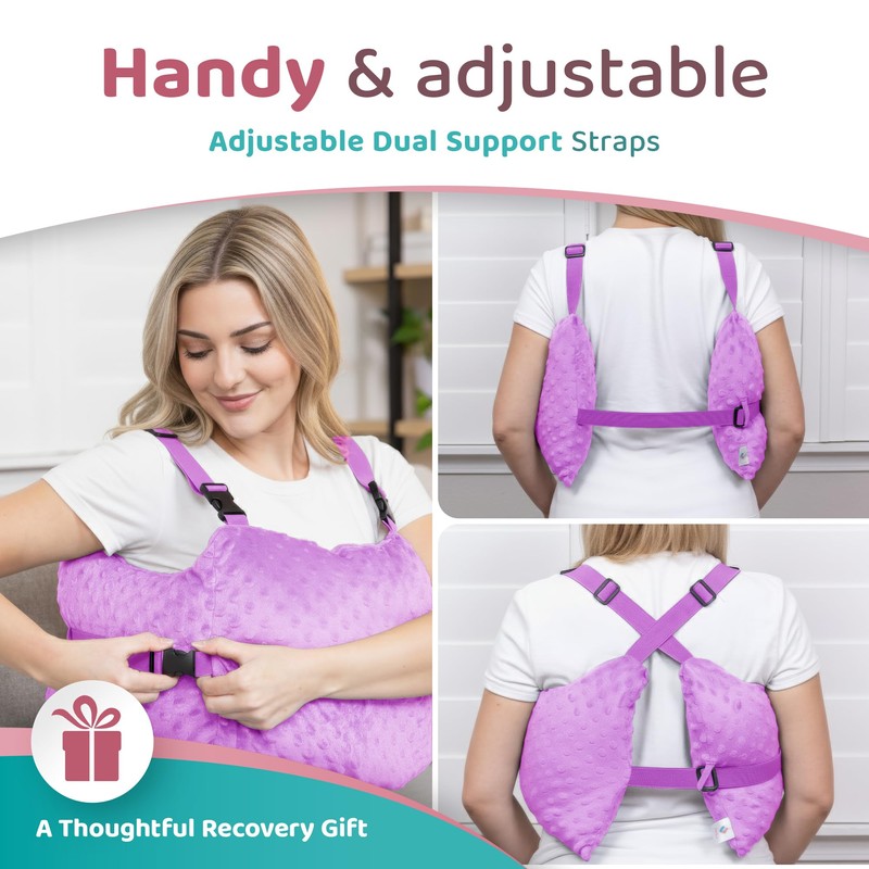Zomaple Mastectomy Pillow with Strap, Seat Belt Cover & Shower