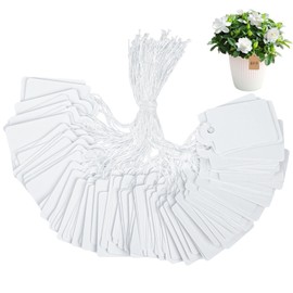 JOZMMZEOOA Pack of 500 price tags, gift tags, kraft paper, 28 x 45 mm, price tags, brown white hanging labels, price tags, flea market with string, for flea market, jewellery, gift (white)