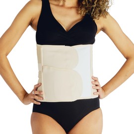Belly Bandit Luxe Postpartum Belly Wrap - Adjustable Abdominal Binder with Five Levels of Targeted Compression for Recovery - Supports Core and Waist After C-Section or Natural Birth - Nude, Small